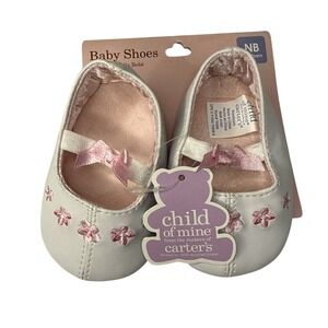 Child Of Mine Carter's Baby Crib Shoes NB NWT Pink & White Flowers Pink Bow 2008